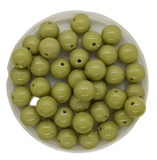 [10293] Bolita acrílico lisa oliva 8mm x 10g