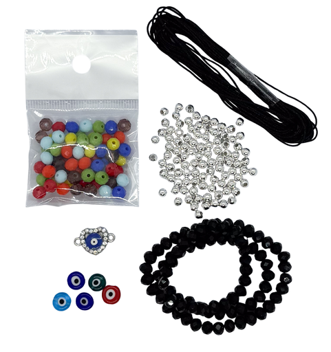 [10513] Set Pulseras 7 chakras 6mm negro