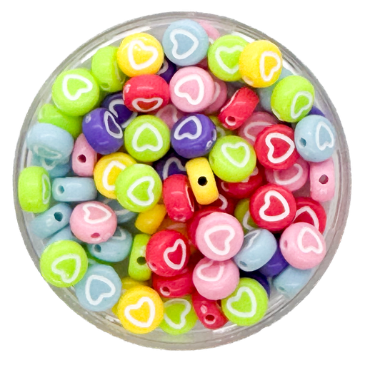 [12077] Corazón plano 7mm multi c/blanco contorno x 10gr.