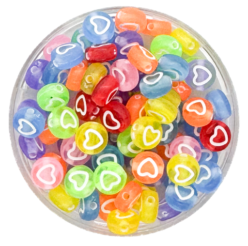 [12077] Corazón plano 7mm multi transp c/blanco contorno x 10gr.