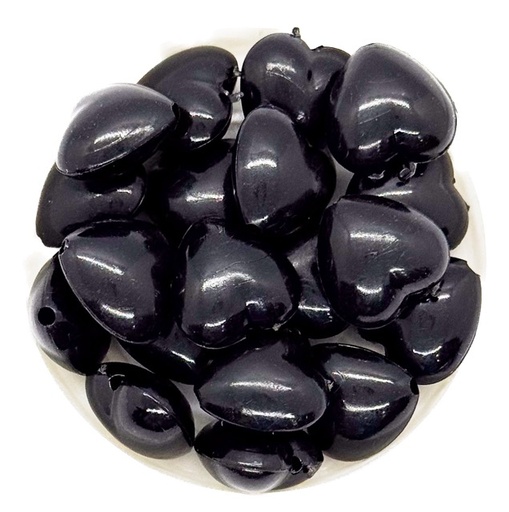 [10747] Plástico corazón pasante negro 15mm x 10g