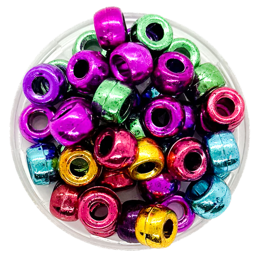 [10873] Cuentas pase ancho metalizada multicolor 10mm x 10gr.