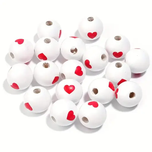[12307] Bolita madera pasante 15mm corazón blanco c/rojo 
