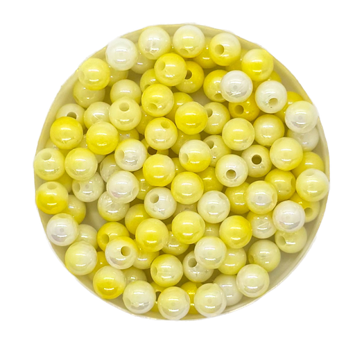 [10941] Perla plástica marmolada 6mm amarilla x 10g